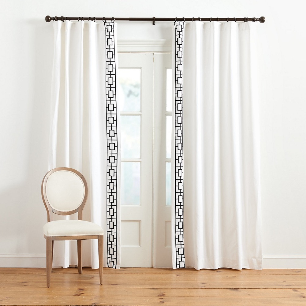 Embroidered Square Trellis Curtains - 2 Panels
